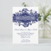 NAVY BLAUE VINTAGE FLUSSREZEPTIONSKARTEN BEGLEITKARTE (Stehend Vorderseite)