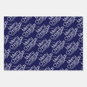 Navy blaue Weihnachtstypografie und dots Urlaub Wr Geschenkpapier Set (Vorderseite)