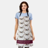 Navy blauen bordeauxfarbenen, eleganten Antler Schürze (Getragen)