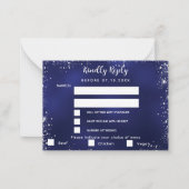 Navy blauen Silber Menü wählt Hochzeit RSVP Mitteilungskarte (Vorderseite)