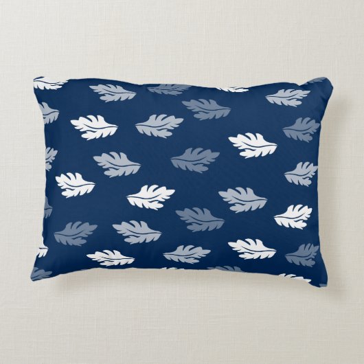 Navy Blauer Antiker Blätter Muster Dekokissen (Rückseite)