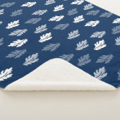 Navy Blauer Antiker Blätter Muster Sherpadecke (3/4)