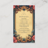 Navy Blauer Blumenzelt Art Nouveau Begleitkarte (Vorderseite)