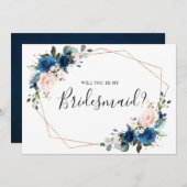 Navy Blauer Blütenschwarm wird meine Bridesmaid se Einladung (Vorne/Hinten)