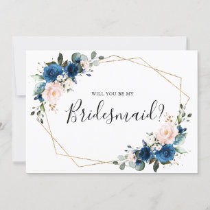 Navy Blauer Blütenschwarm wird meine Bridesmaid se Einladung