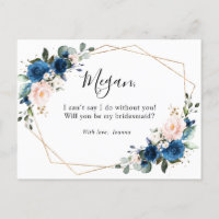 Navy Blauer Blütenschwarm wird meine Bridesmaid se