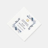 Navy Blauer Botanischer Bar Mitzvah Bat Mitzvah Serviette (Ecke)