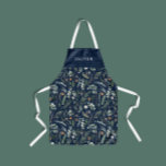 Navy blauer botanischer, eleganter, moderner Famil Schürze<br><div class="desc">Grün,  schwarz,  braun grün,  Navy Blau und grau elegante moderne Blätter eucalyptus Wasserfarbe botanische natürliche Weihnachtsgeschenk personalisierte Schürze Design. Einfaches,  sauberes und minimales Design.</div>