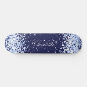 Navy blauer Comfetti Name elegantes Mädchen Skateboard (Horizontal)