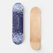 Navy blauer Comfetti Name elegantes Mädchen Skateboard (Vorderseite)