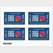 Navy blauer Firmenname qr Code Instagram Rechteckiger Aufkleber (Blatt)