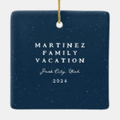 Navy Blauer Fleckrahmen einfaches Weihnachtsgebäck Keramikornament (Rückseite)