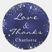 Navy blauer Glitzer Staub monogram vielen Dank Runder Aufkleber (Vorderseite)