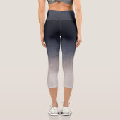Navy Blauer Grau Weiße Gradient rusbre Capri Leggings (Rückseite)