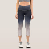 Navy Blauer Grau Weiße Gradient rusbre Capri Leggings (Vorderseite)