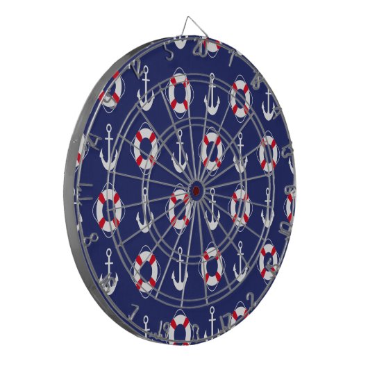 Navy blauer schöner Sommer Design Dart Board Dartscheibe (Vorderseite Links)
