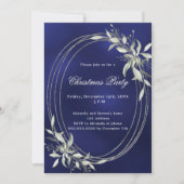 Navy blauer Silbergrün Weihnachts-Party Einladung (Vorderseite)