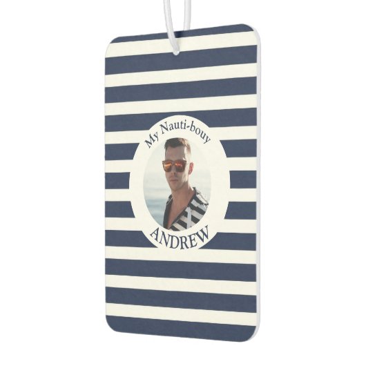 Navy Blauer Streifen Nautisches Foto Autolufterfrischer (Links)