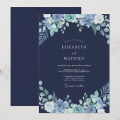 Navy-Blauer Träumerischer Winterhochzeit Einladung (Vorne/Hinten)