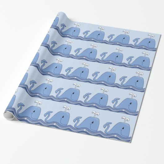 Navy-Blauer Wal Geschenkpapier (Ungerollt)