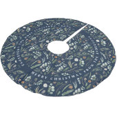 Navy blauer Weihnachten Modernes minimales botanis Polyester Weihnachtsbaumdecke (Schrägansicht)