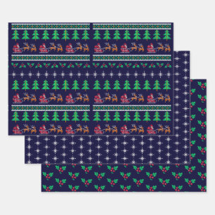 Navy Blauer Weihnachtsanfang in Nylonstern Geschenkpapier Set
