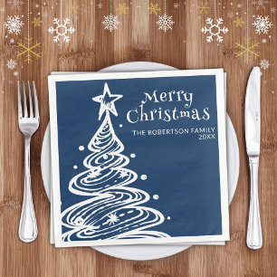 Navy Blauer Weihnachtsbaum Weihnachtsbaum Party Serviette