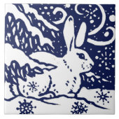 Navy Blauer Weißschneerollen Holzschnitzel Fliese (Vorderseite)