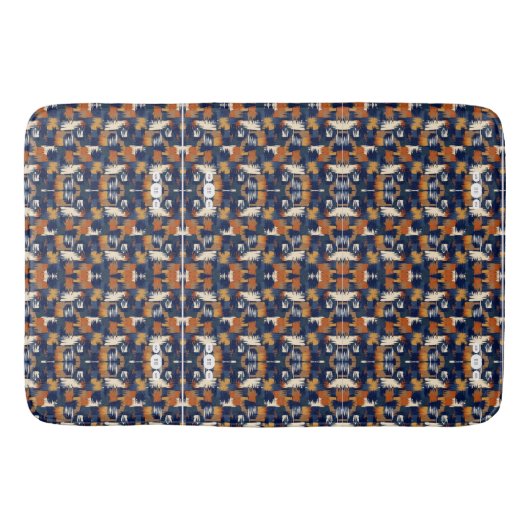Navy Blaues Abstraktes Muster Decke Badematte (Vorderseite)