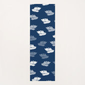 Navy Blaues Antikes Blätter-Muster Yogamatte (Vorderseite)