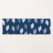 Navy Blaues Antikes Blätter-Muster Yogamatte (Vorderseite (Horizontal))
