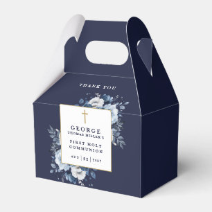 Navy Blaues Blumen Boho Erstkommunion Geschenkschachtel