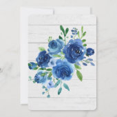 Navy Blaues Blumen-Rustic 55. Geburtstagsfeier Einladung (Rückseite)