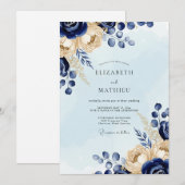Navy-Blaues Chic Winterhochzeit Einladung (Vorne/Hinten)