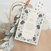 Navy Blaues Florales Jugendstil-Hochzeitsprogramm Einladung