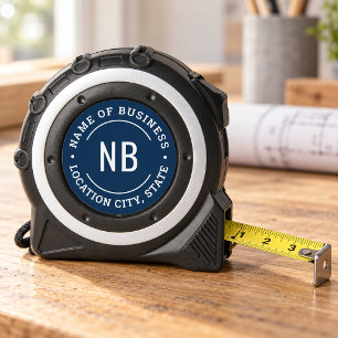 Navy-Blaues Geschäft-Monogramm-Stempel-Werkzeug Maßband