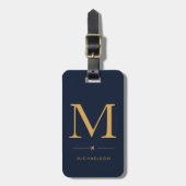 Navy Blaues Gold Monogramm-Gepäckanhänger Gepäckanhänger (Vorderseite vertikal)