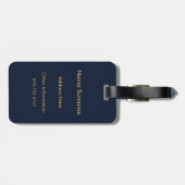 Navy Blaues Gold Monogramm-Gepäckanhänger Gepäckanhänger (Rückseite horizontal)