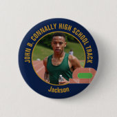 Navy Blaues Gold-Track-Team-Foto-Läufer Button (Vorderseite)