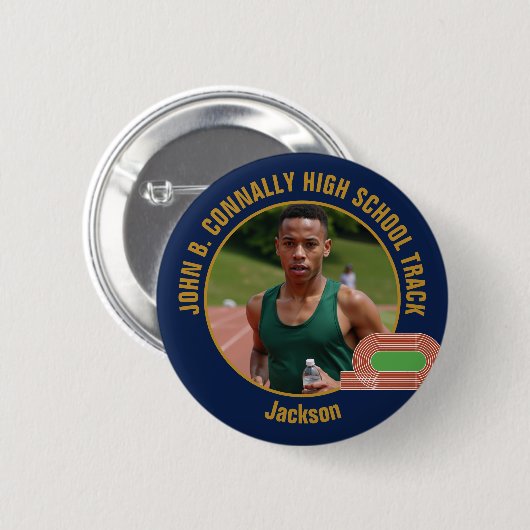 Navy Blaues Gold-Track-Team-Foto-Läufer Button (Vorne & Hinten)