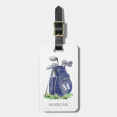 Navy Blaues Golf Monogramm Gepäckanhänger (Vorderseite vertikal)