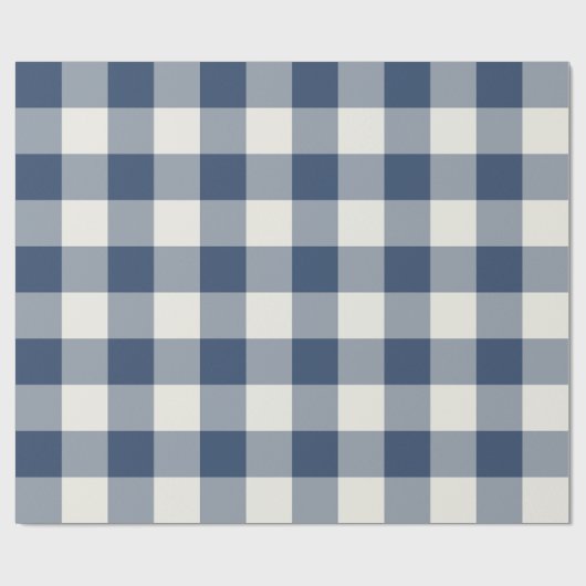 Navy Blaues großes Gingham-Karo Geschenkpapier (Flach)