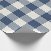 Navy Blaues großes Gingham-Karo Geschenkpapier (Ecke)