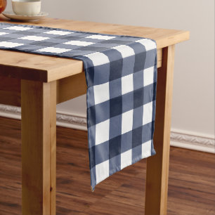 Navy Blaues großes klassisches Gingham-Karo-Karo-M Großer Tischläufer