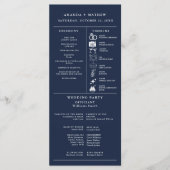 Navy Blaues Hochzeitsinfografik-Programm (Vorderseite)