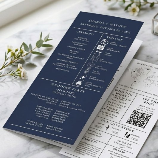 Navy Blaues Hochzeitsinfografik-Programm