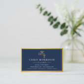 Navy Blaues Klempner-Vertrags-QR-Code Gold Metalli Visitenkarte (Stehend Vorderseite)