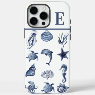Navy Blaues Küstenwasserfarbenes individuelles Ini iPhone 16 Pro Max Hülle