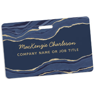 Navy Blaues Marmor-Achat-Geode-Gold Geschäftsnamen Ausweis