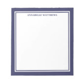 Navy Blaues Minimalistisches Monogramm Notizblock (Vorderseite)
